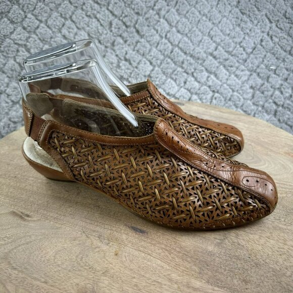 Pikolinos Leather Woven Slip-On Heel mule Sandals Size 41 10.5 / 11 Light Brown - Picture 7 of 15